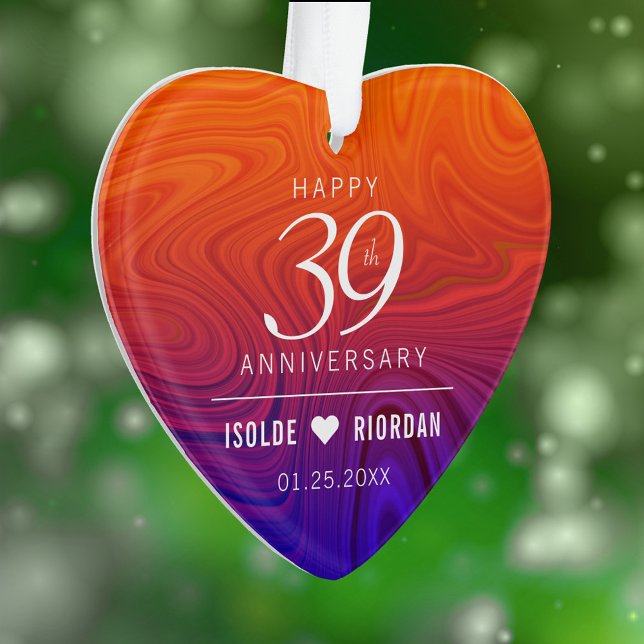 Eleganter 39. Geburtstag der Hochzeit Ornament (Elegant 39th Agate Wedding Anniversary Acrylic Ornament Cover Photo.)