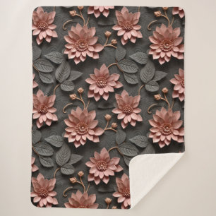 Eleganter 3D Stil Floral Relief Sherpadecke