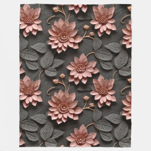 Eleganter, 3D-Stil Pastel Floral Relief Fleecedecke