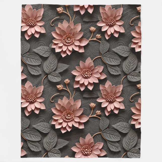 Eleganter, 3D-Stil Pastel Floral Relief Fleecedecke (Vorderseite)