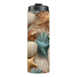 Eleganter 3D Stil Pastel Seashells Thermosbecher
