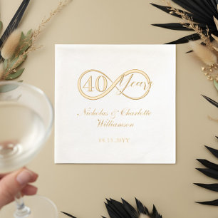 Eleganter 40. Hochzeitstag Meilenstein Unendliche Servietten Mit Folie