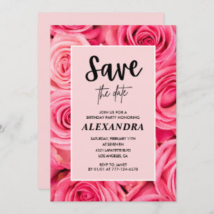 Eleganter 43. Geburtstag Floral Rose Save the Date Einladung