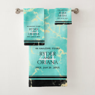 Eleganter 44. Türkiser Hochzeitstag Badhandtuch Set