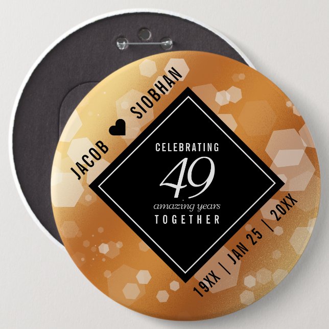Eleganter 49. Geburtstag der Kupferhochzeit Button (Vorne & Hinten)