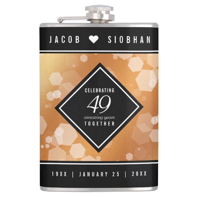 Eleganter 49. Geburtstag der Kupferhochzeit Flachmann (Vorderseite)