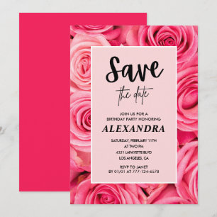 Eleganter 4. Geburtstag Floral Rose Save the Date Einladung