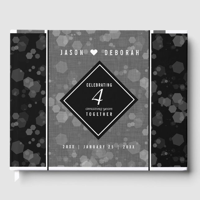 Eleganter 4. Geburtstag von Linen Gästebuch (Vorderseite)