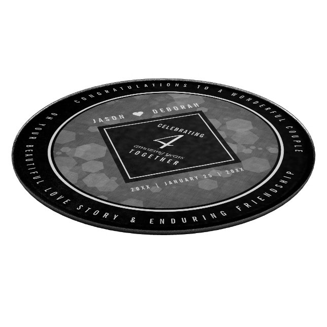 Eleganter 4. Geburtstag von Linen Schneidebrett (Ecke)