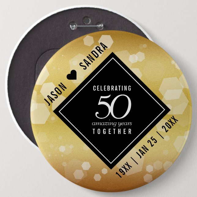 Eleganter 50. Geburtstag der Goldenen Hochzeit Button (Vorne & Hinten)