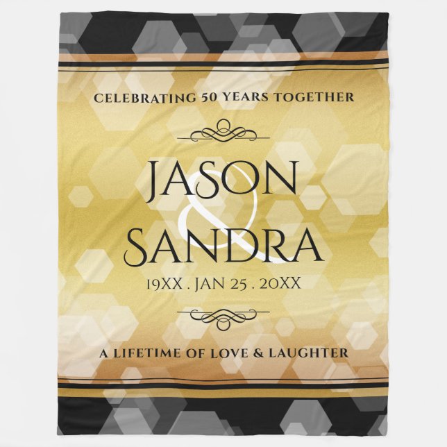 Eleganter 50. Geburtstag der Goldenen Hochzeit Fleecedecke (Vorderseite)