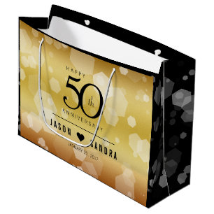 Eleganter 50. Geburtstag der Goldenen Hochzeit Große Geschenktüte
