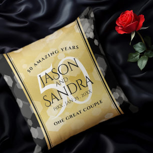 Eleganter 50. Geburtstag der Goldenen Hochzeit Kissen