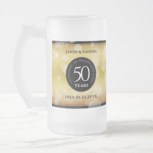 Eleganter 50. Geburtstag der Goldenen Hochzeit Mattglas Bierglas