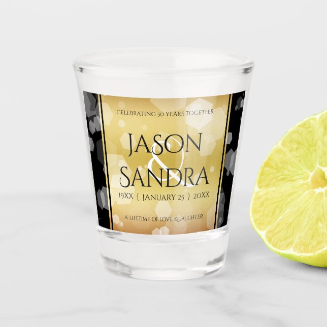 Eleganter 50. Geburtstag der Goldenen Hochzeit Schnapsglas (Vorderseite)
