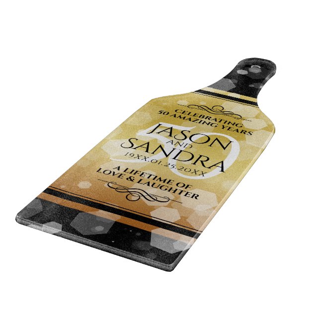 Eleganter 50. Geburtstag der Goldenen Hochzeit Schneidebrett (Ecke)