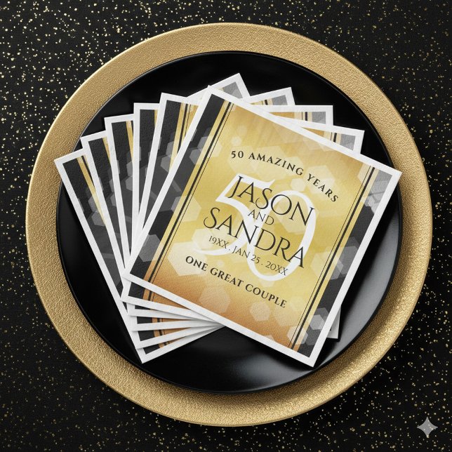 Eleganter 50. Geburtstag der Goldenen Hochzeit Serviette (Elegant 50th Golden Wedding Anniversary Napkins Cover Photo)