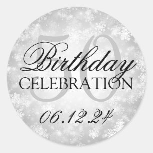 Eleganter 50. Geburtstags-silbernes Runder Aufkleber