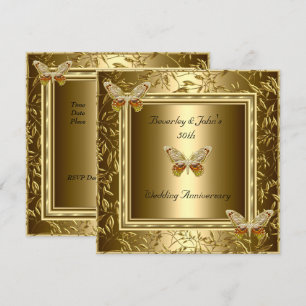 Eleganter 50. Hochzeitsjubiläum Goldener Schmetter Einladung