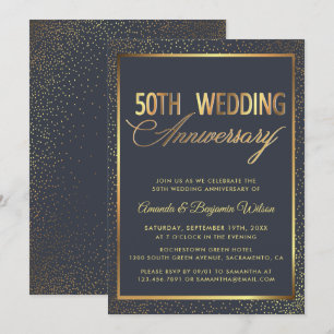 Eleganter 50. Hochzeitstag Einladung