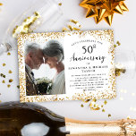 Eleganter 50. Hochzeitstag Einladung<br><div class="desc">Dieses 50-jährige Jubiläum ist perfekt für jedes verheiratete Paar, das sich 50 Jahre lang auf einen herrlichen Golden Toast freuen möchte! Das Design besticht durch eine glamouröse, goldene Glitzer-Grenze und eine elegante Schrift-Typografie. Laden Sie einfach Ihr eigenes Foto hoch und bearbeiten Sie alle Details mithilfe der Vorlage. Bitte kontaktieren Sie...</div>