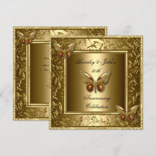 Eleganter 50. Hochzeitstag Goldener Schmetterling Einladung