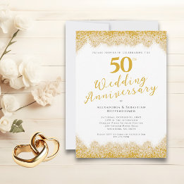 Eleganter 50. Hochzeitstag Imitats Gold Glitzer Einladung