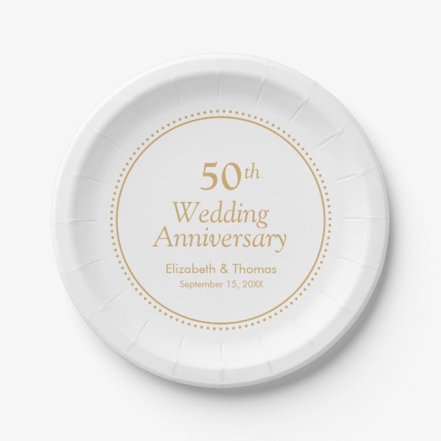 Eleganter 50. Hochzeitstag Pappteller (Vorderseite)