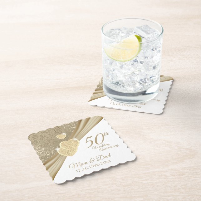 Eleganter 50. Hochzeitstag Untersetzer (Vor Ort)