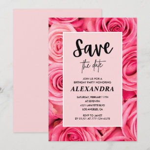 Eleganter 54. Geburtstag Floral Rose Save the Date Einladung