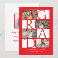 Eleganter 5-Foto-Graduate--Hellroter Abschluss