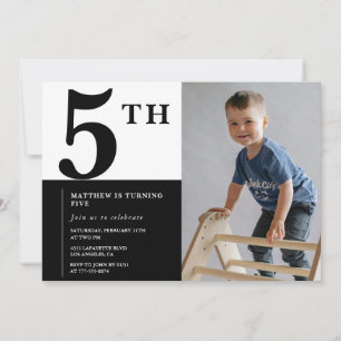 Eleganter 5. Geburtstag Einladung Black Chic Moder