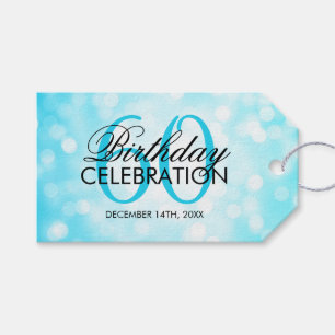 Eleganter 60. Geburtstag Türkis Glitzer Lights Geschenkanhänger