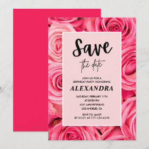 Eleganter 64. Geburtstag Floral Rose Save the Date Einladung