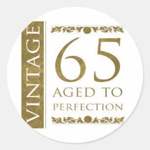 Eleganter 65. Geburtstag im Vintage-Stil Runder Aufkleber