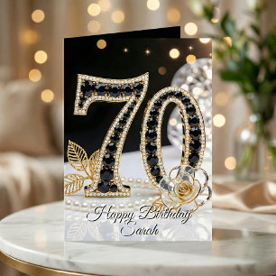 Eleganter 70. Geburtstag in Schwarz mit Onyx und P Karte