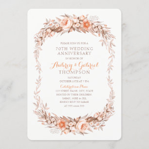 Eleganter 70. Hochzeitstag Blumenfall Einladung