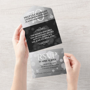 Eleganter 70. Platin-Hochzeitstag All In One Einladung