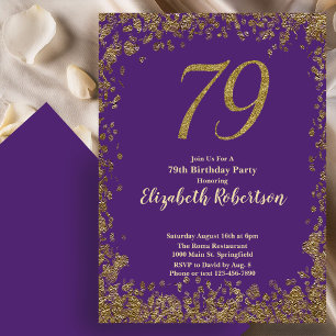 Eleganter 79. Geburtstag in Lila und Gold Einladung