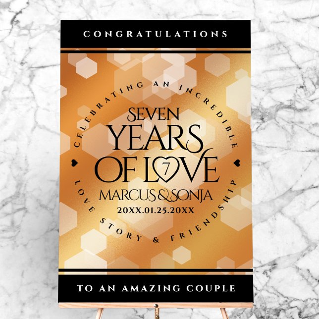 Eleganter 7. Geburtstag der Kupferhochzeit Acrylschild (Elegant 7th Copper Wedding Anniversary Acrylic Sign Cover Photo)