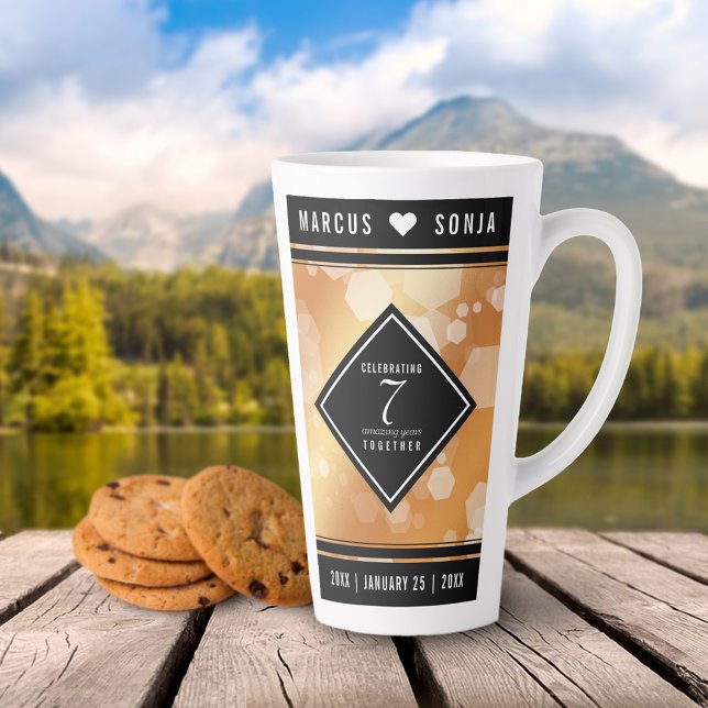 Eleganter 7. Geburtstag der Kupferhochzeit Milchtasse (7th Copper Wedding Anniversary Tall Latte Mug Cover Photo.)