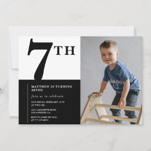 Eleganter 7. Geburtstag Einladung Black Chic Moder