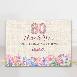Eleganter 80. Geburtstag Dankeschön für Sie - Rosa Dankeskarte