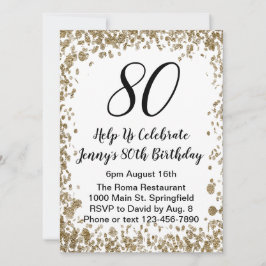 Eleganter 80. Geburtstag Einladung für sie in Gold