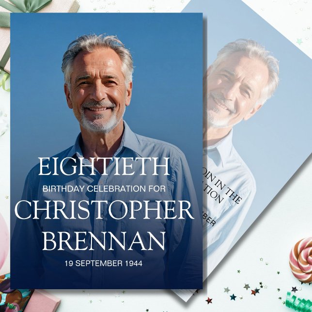 Eleganter 80. Geburtstag für Men Foto Celebration Einladung (Von Creator hochgeladen)