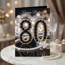 Eleganter 80. Geburtstag mit schwarzen Goldperlen