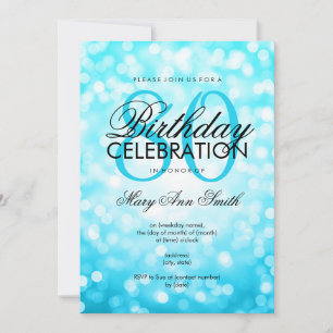 Eleganter 80. Geburtstag Türkis Glitzer Lights Einladung