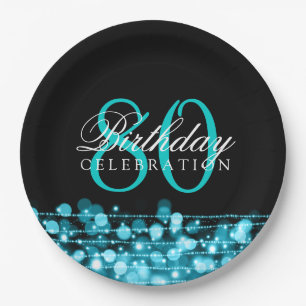 Eleganter 80. Geburtstags-Party-Glitzern-Türkis Pappteller