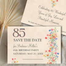 Eleganter 85. Geburtstag - Wildblumen-Design 85 Ja