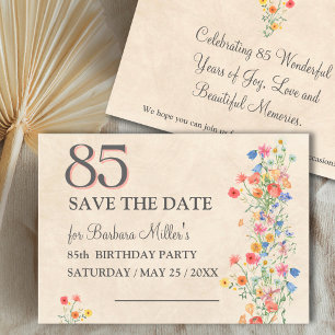 Eleganter 85. Geburtstag - Wildblumen-Design 85 Ja Save The Date